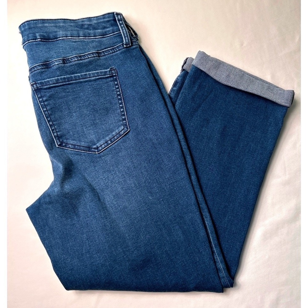 NYDJ Womens Mid RIse Straight Leg Cropped Cuffed Jeans Size 4 Stretch Classic
